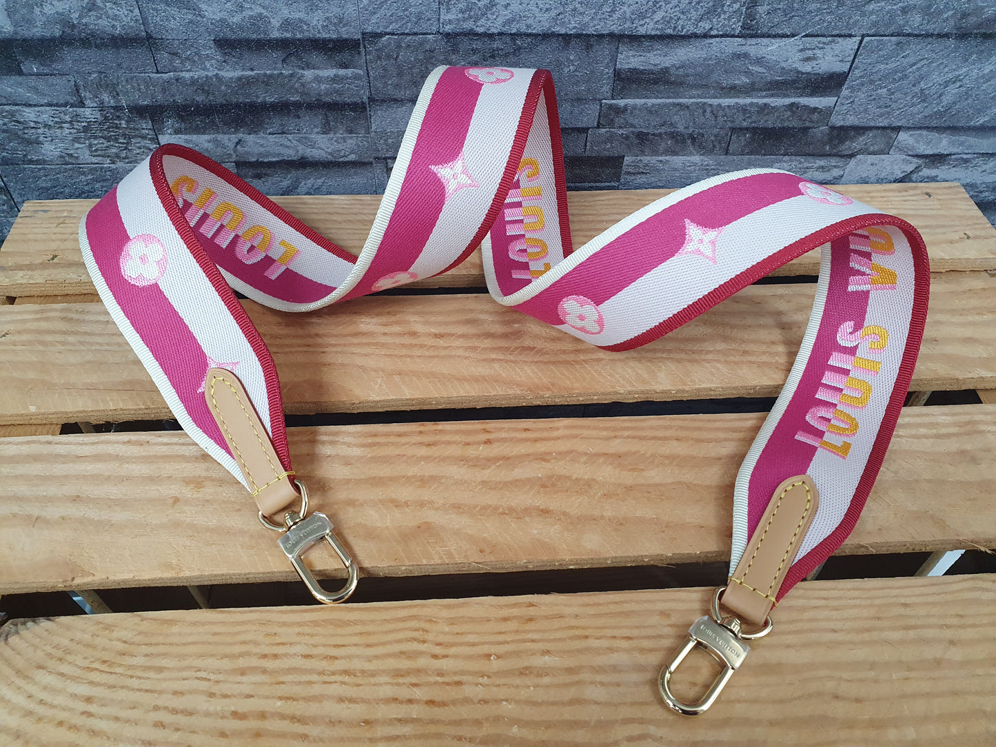 NEU! Original Louis Vuitton Diane Schulterriemen Textil Schultergurt Pink