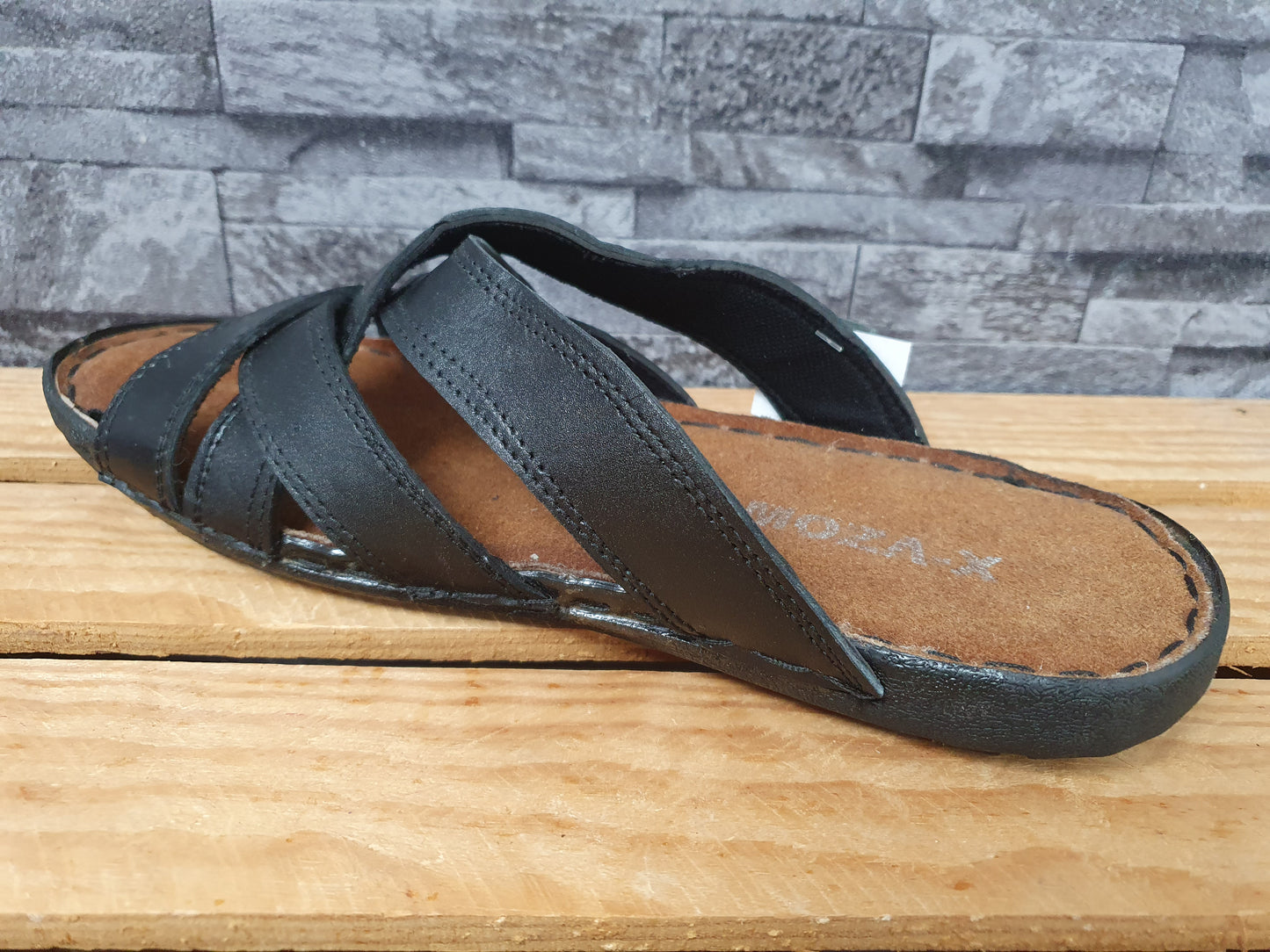 Herren Moza-X Pantolette Schuhe Leder Sommer Schwarz