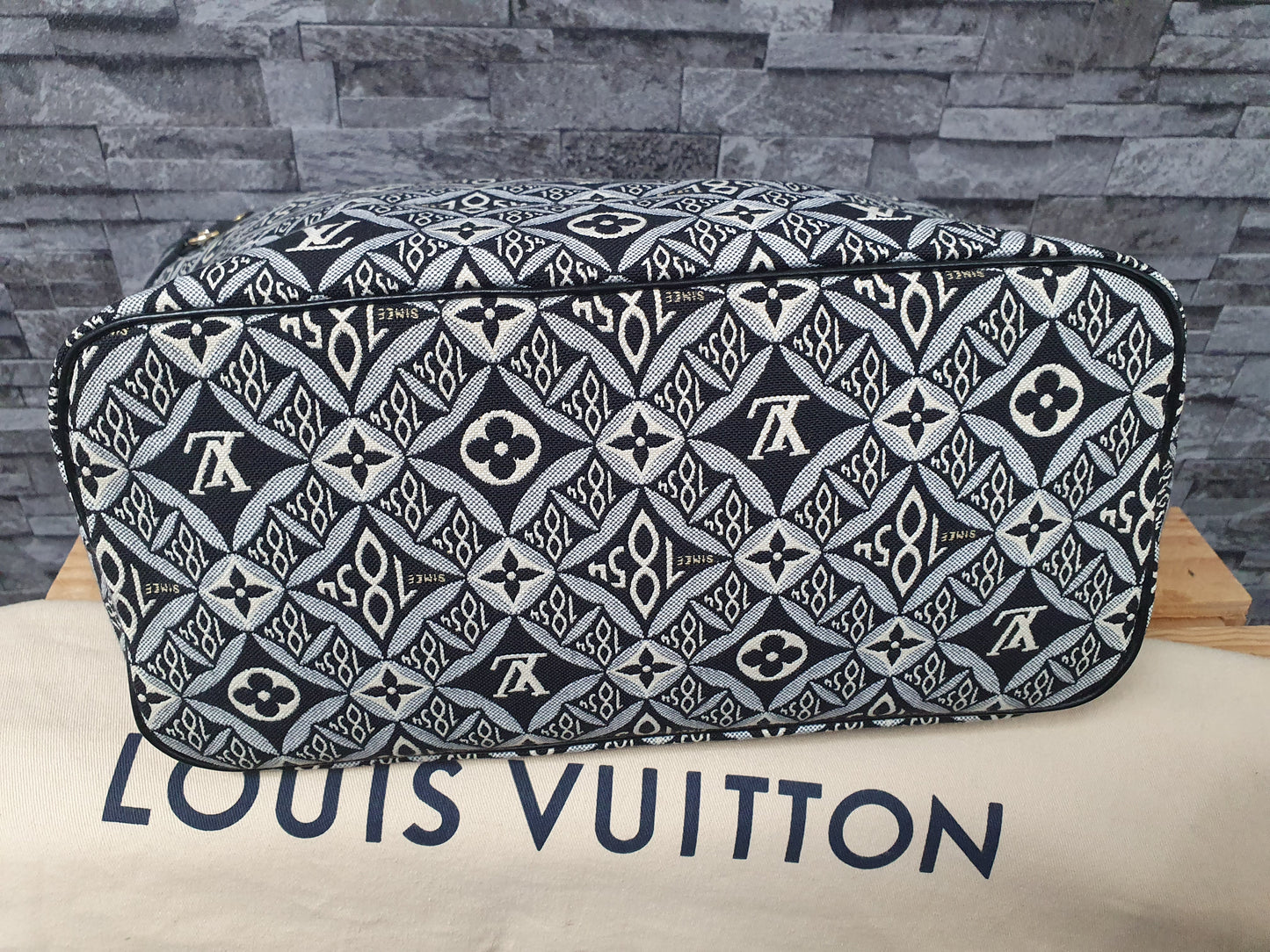 NEU! Original Louis Vuitton Neverfull MM Since 1854 Gris Jaquard Schwarz