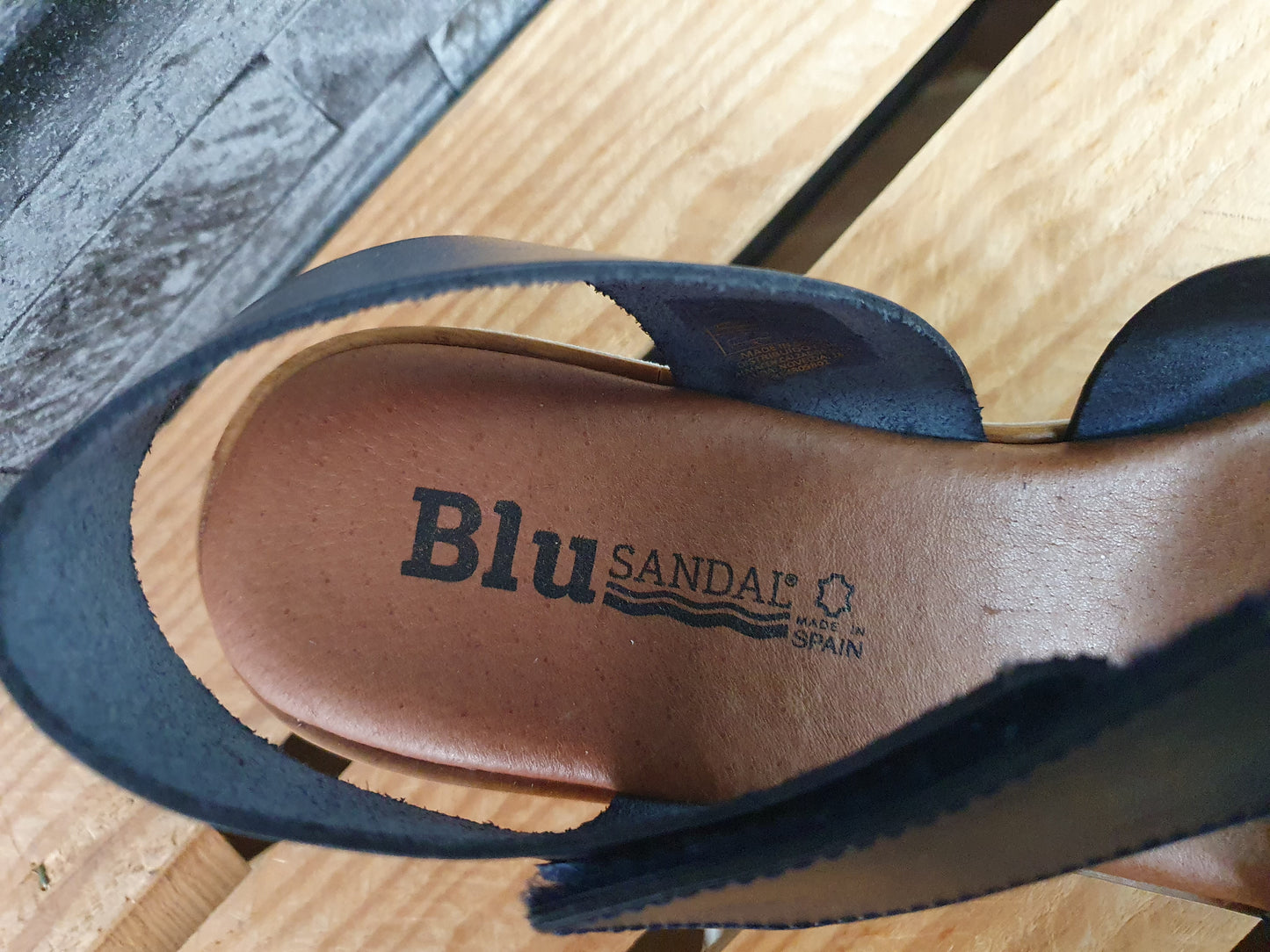 Blu Sandal Damen Spanische Sandalen Leder Blau 1x Klett Softfußbett