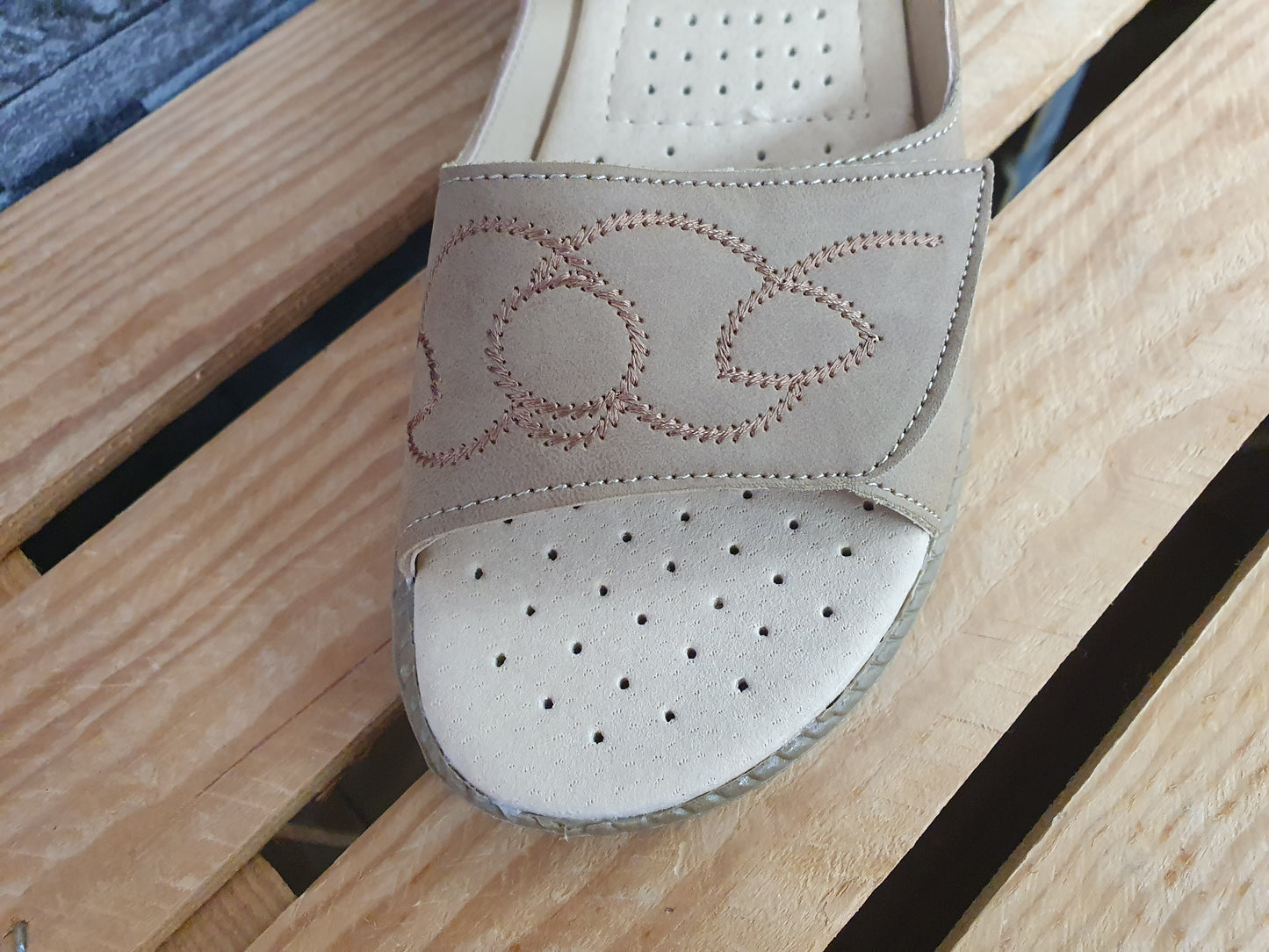 Scandi Damen Sandaletten 2 x Klett Soller Weiß & Braun