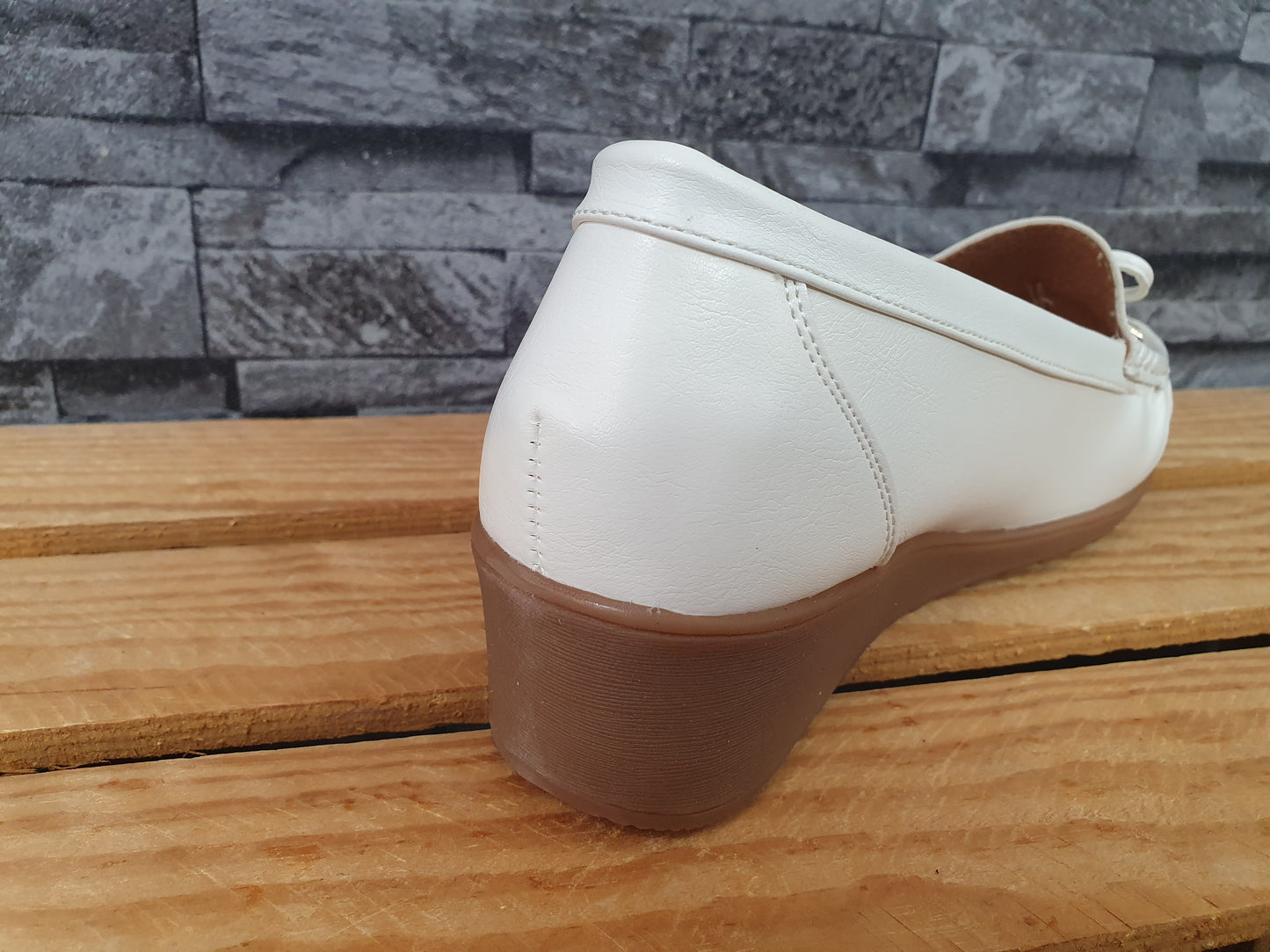 Damen Ballerina Schuhe Sommer Halbschuhe Kailabsatz Weiß