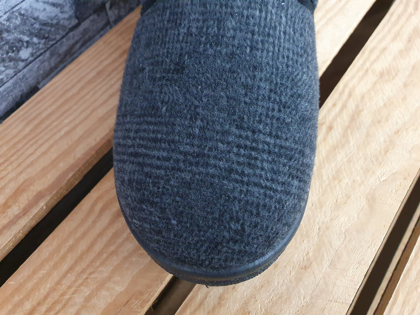 Magnus Herren Klettschuh Grau PU Hausschuhe Textil