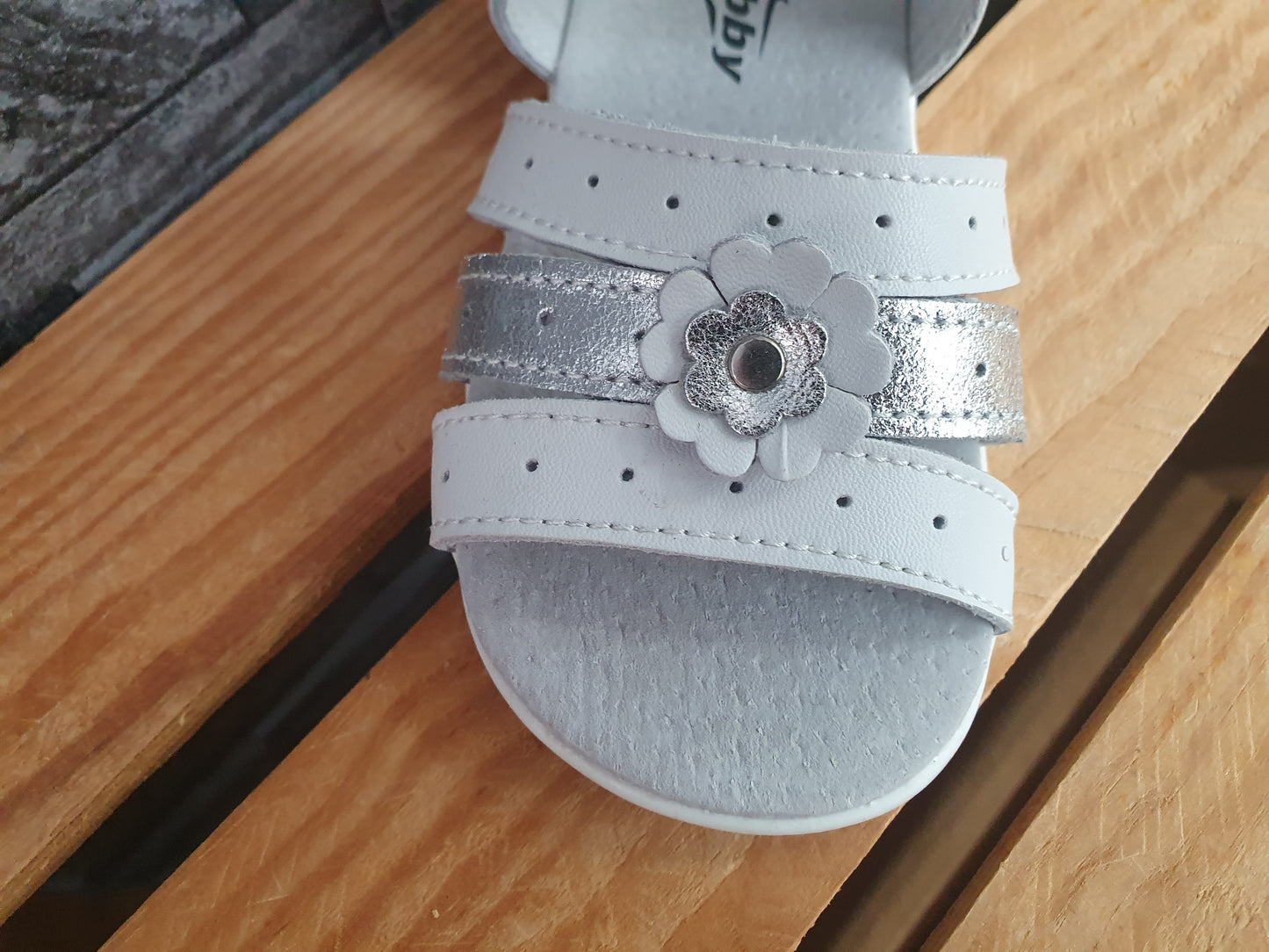 Slobby Kinder Mädchen Sandalen Sommer Sandalette 1 x Klett Leder Pink & Weiß