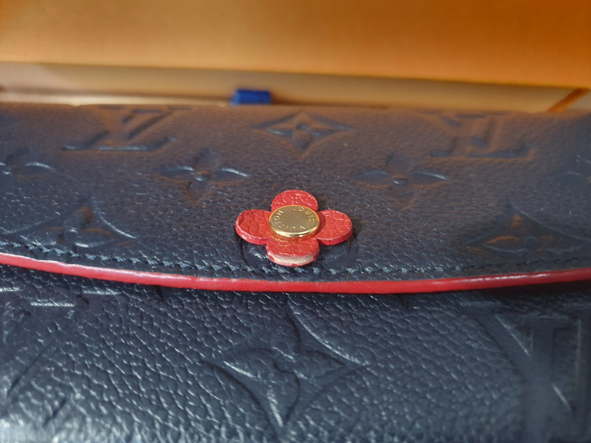 Original Louis Vuitton Geldbörse Emilie Flower Empreinte Leder Marine Rouge