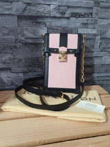 Original Louis Vuitton Trunk Vertical Epi Leder Rosa Handytasche