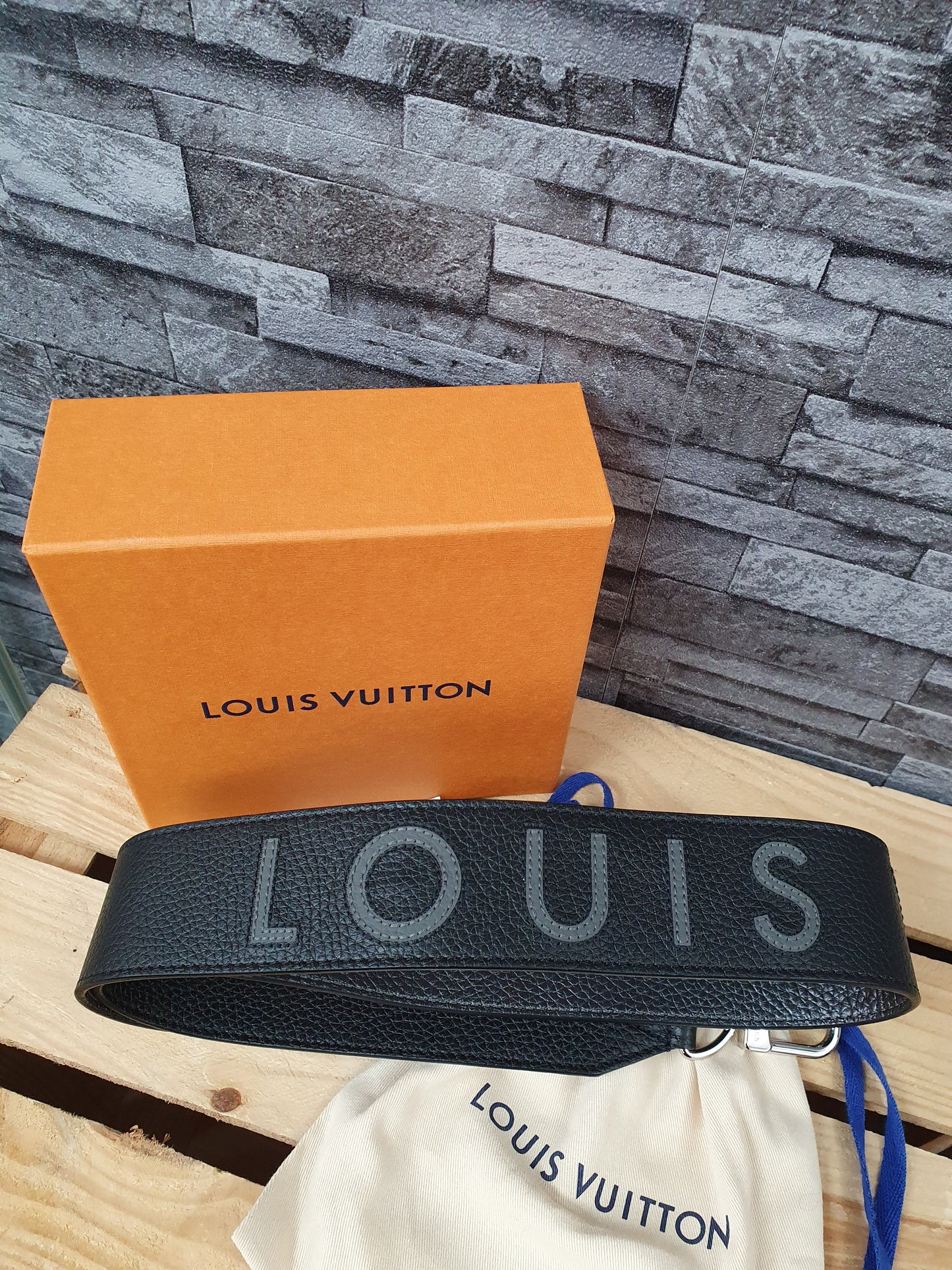 Original Louis Vuitton Schulterriemen Schultergurt Schwarz Leder