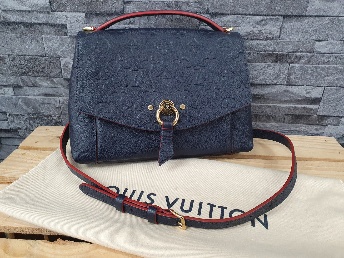 Original Louis Vuitton Blanche BB Empreinte Leder Marine Rouge