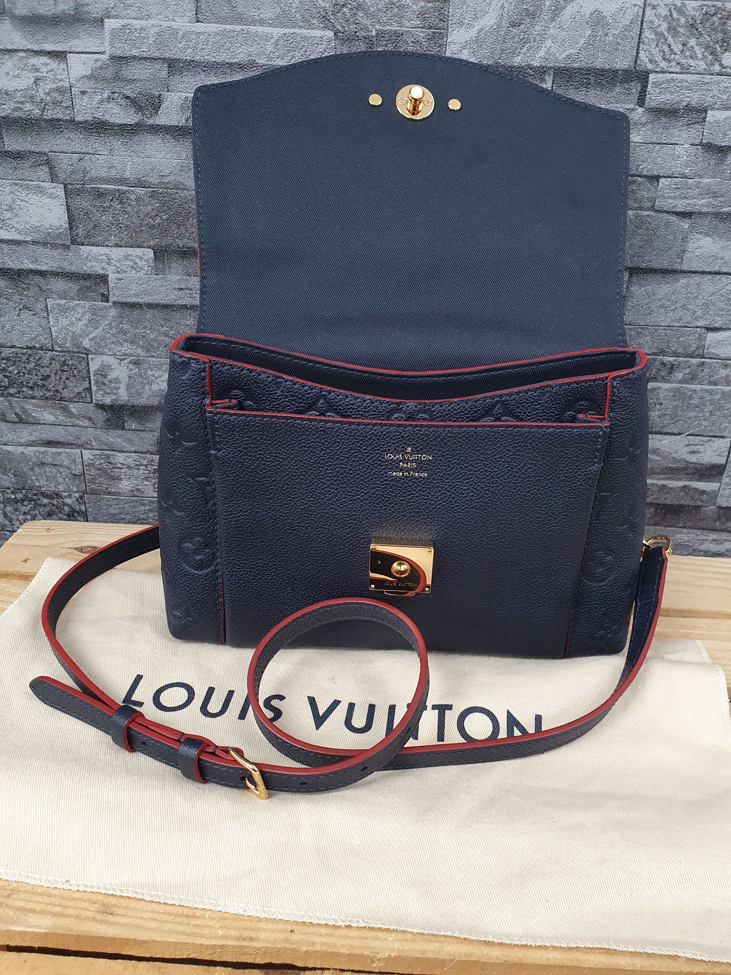 Original Louis Vuitton Blanche BB Empreinte Leder Marine Rouge