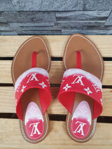 NEU! Original Louis Vuitton Zehentrenner Sandalen Escale  Rouge  Palma Flat Gr.39