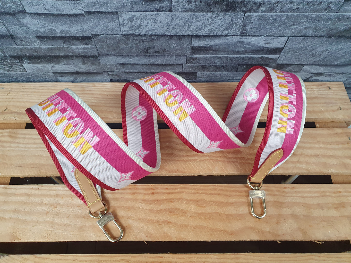 NEU! Original Louis Vuitton Diane Schulterriemen Textil  Schultergurt Pink