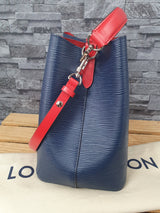 Original Louis Vuitton NeoNoe Epi Leder Blau Rot FullSet