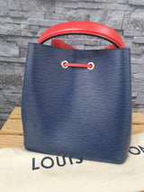 Original Louis Vuitton NeoNoe Epi Leder Blau Rot FullSet