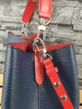 Original Louis Vuitton NeoNoe Epi Leder Blau Rot FullSet