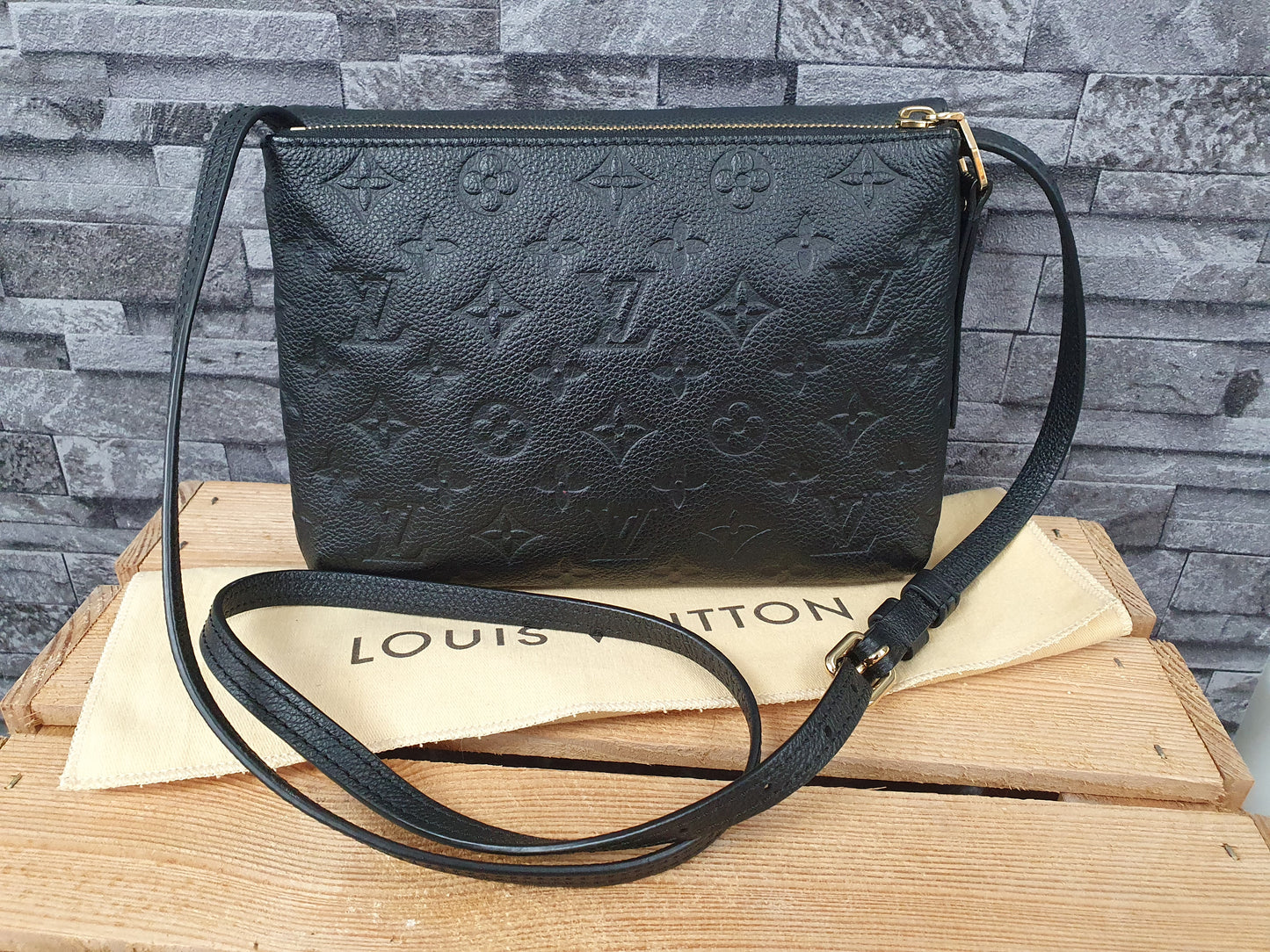 Original Louis Vuitton Twice Crossbody Empreinte Leder Schwarz
