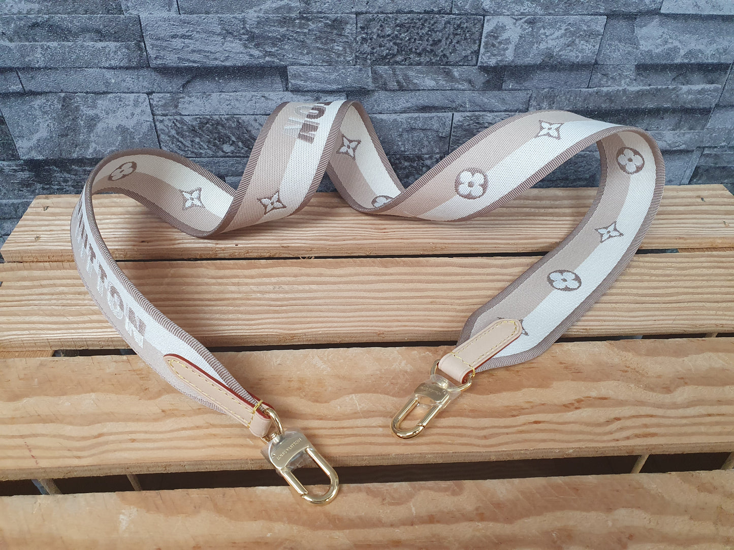 NEU! Original Louis Vuitton Schulterriemen  Textil  Schultergurt Beige