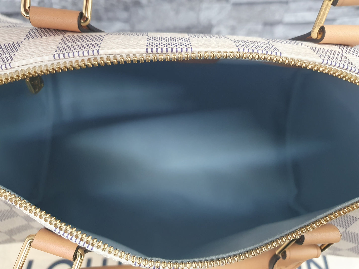 Original Louis Vuitton Speedy Azur Canvas Schulterriemen Neuwertig