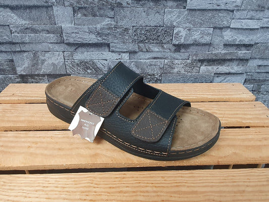 Herren Magnus Pantolette 2x  Klett  Lederinnensohle PU  Comfort