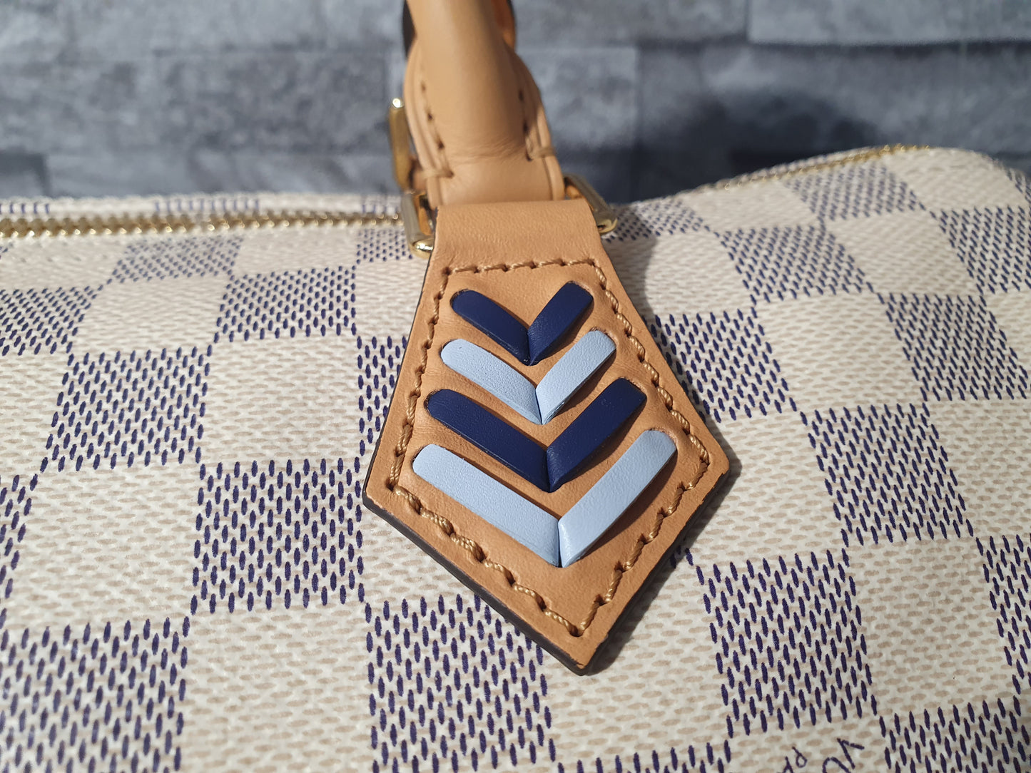 Original Louis Vuitton Speedy Azur Canvas Schulterriemen Neuwertig