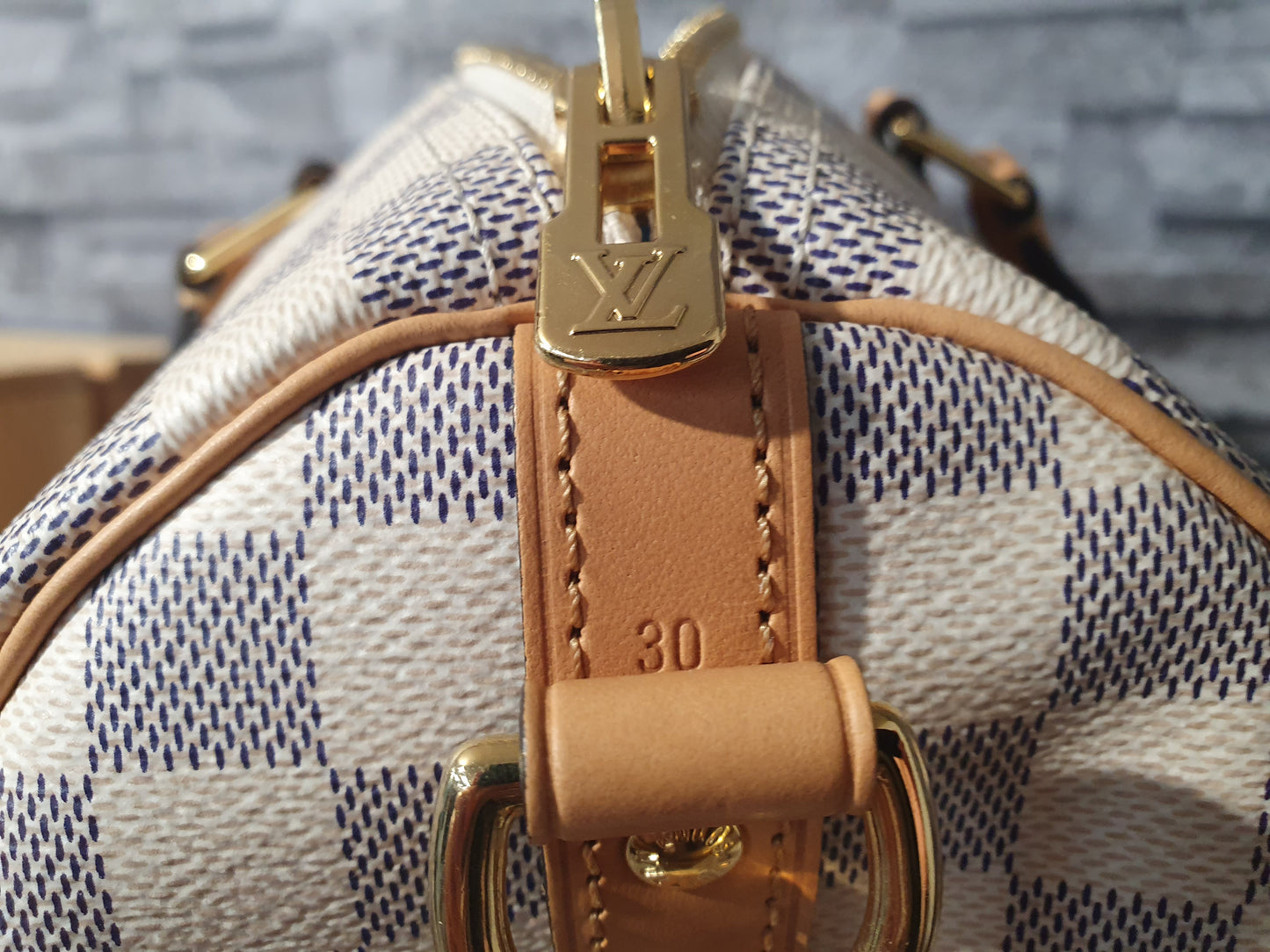 Original Louis Vuitton Speedy Azur Canvas Schulterriemen Neuwertig