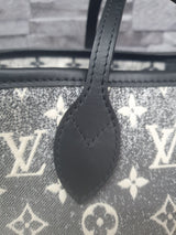 Orginal Louis Vuitton Neverfull MM Monogram Jequard Denim Grau Schwarz FullSet