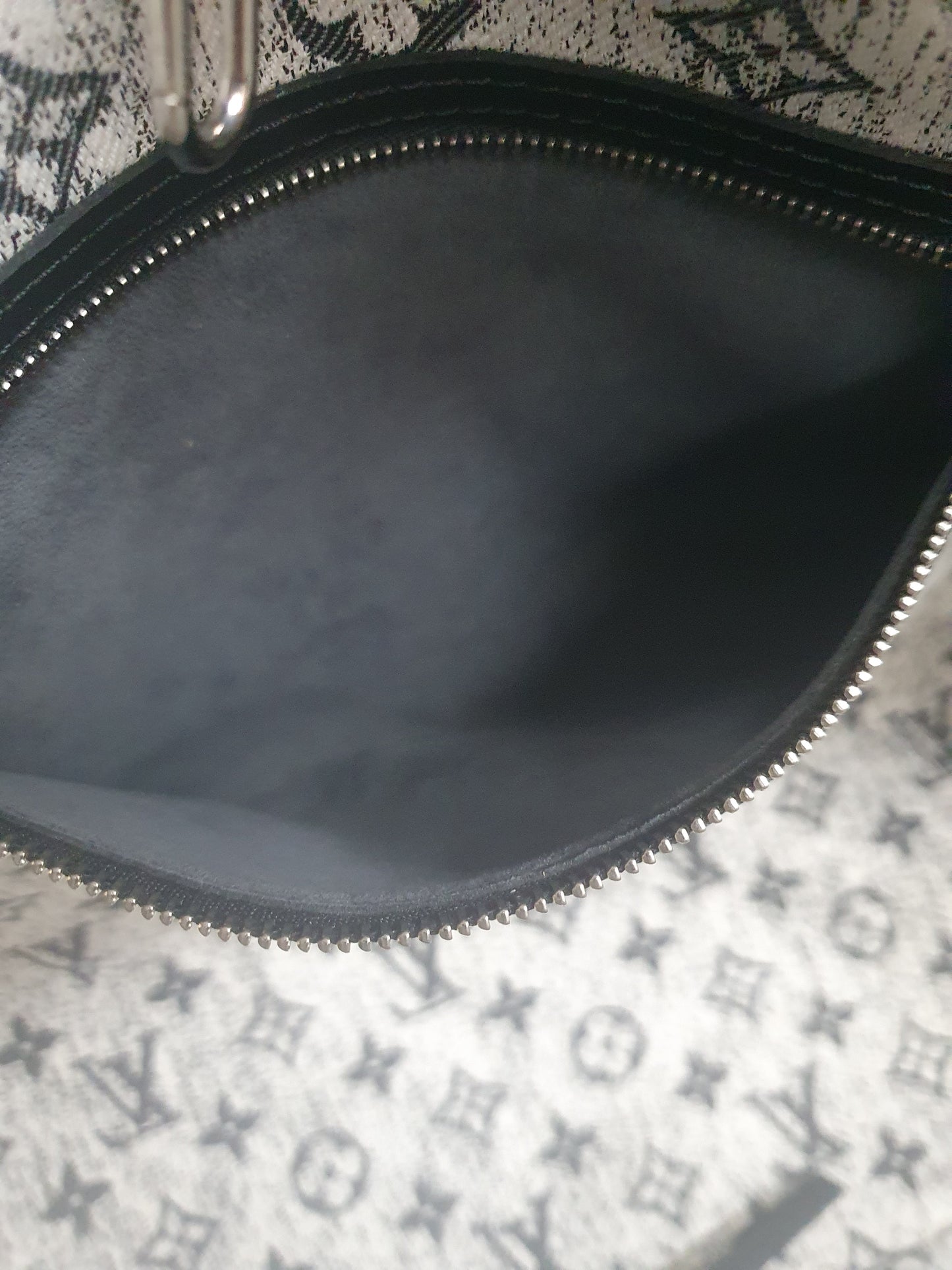 Orginal Louis Vuitton Neverfull MM Monogram Jequard Denim Grau Schwarz FullSet