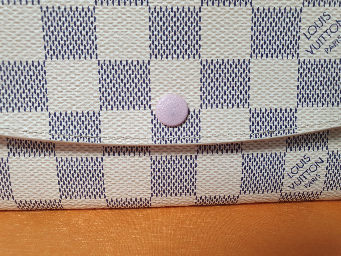 Original Louis Vuitton Emilie Geldbörse Damier  Wallet Azur Canvas Rosa
