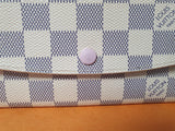 Original Louis Vuitton Emilie Geldbörse Damier  Wallet Azur Canvas Rosa