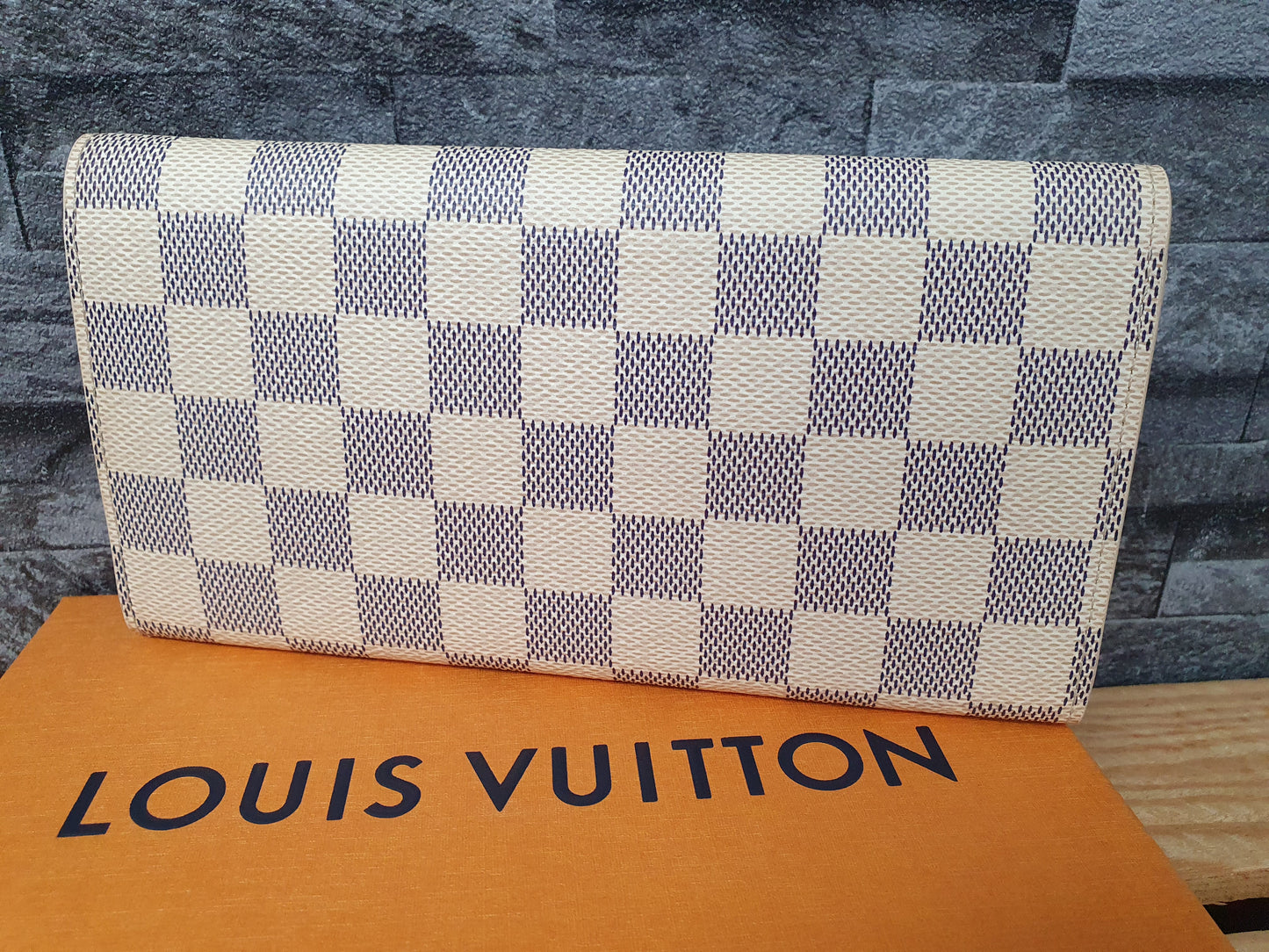 Original Louis Vuitton Emilie Geldbörse Damier  Wallet Azur Canvas Rosa