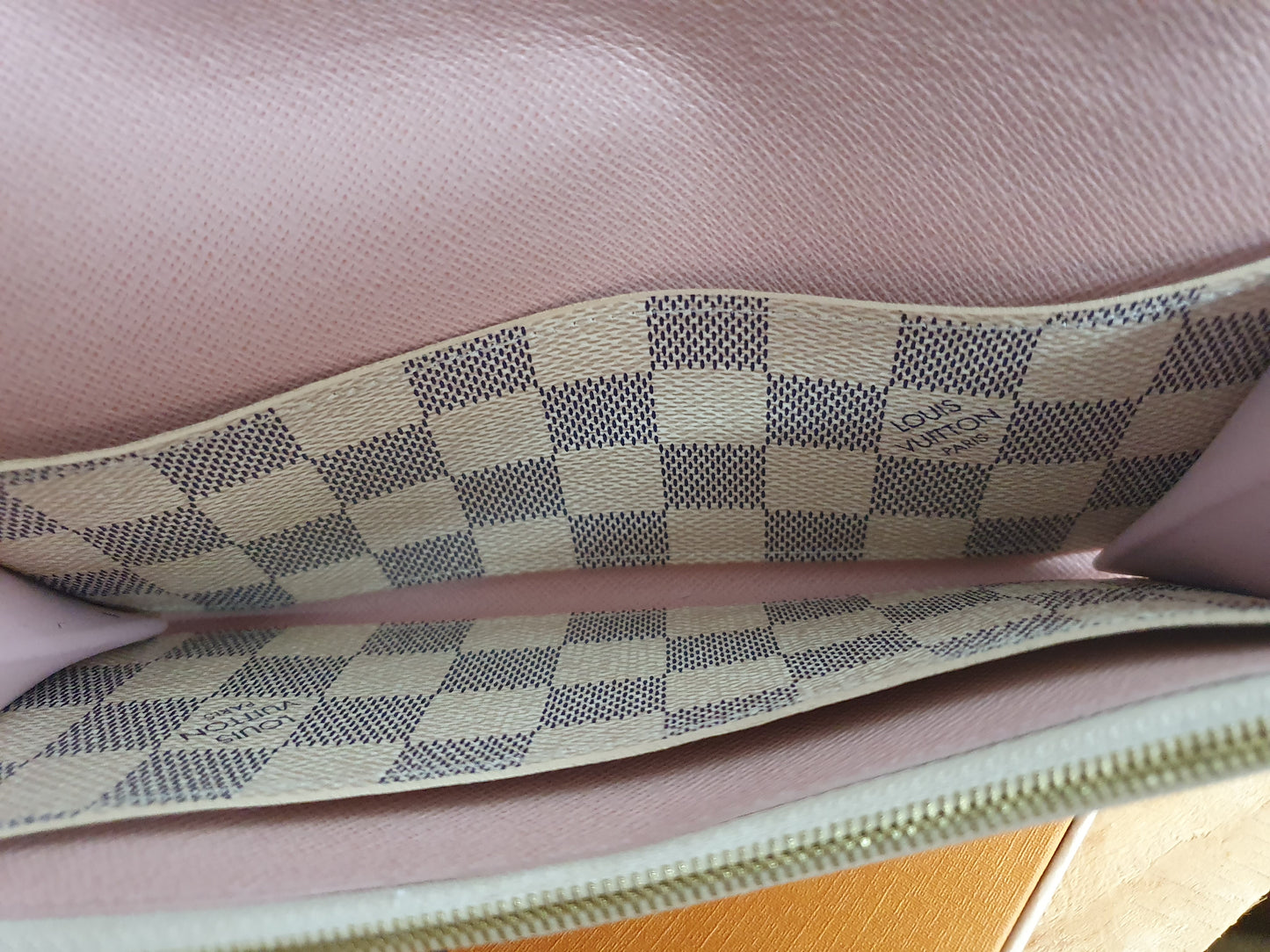 Original Louis Vuitton Emilie Geldbörse Damier  Wallet Azur Canvas Rosa