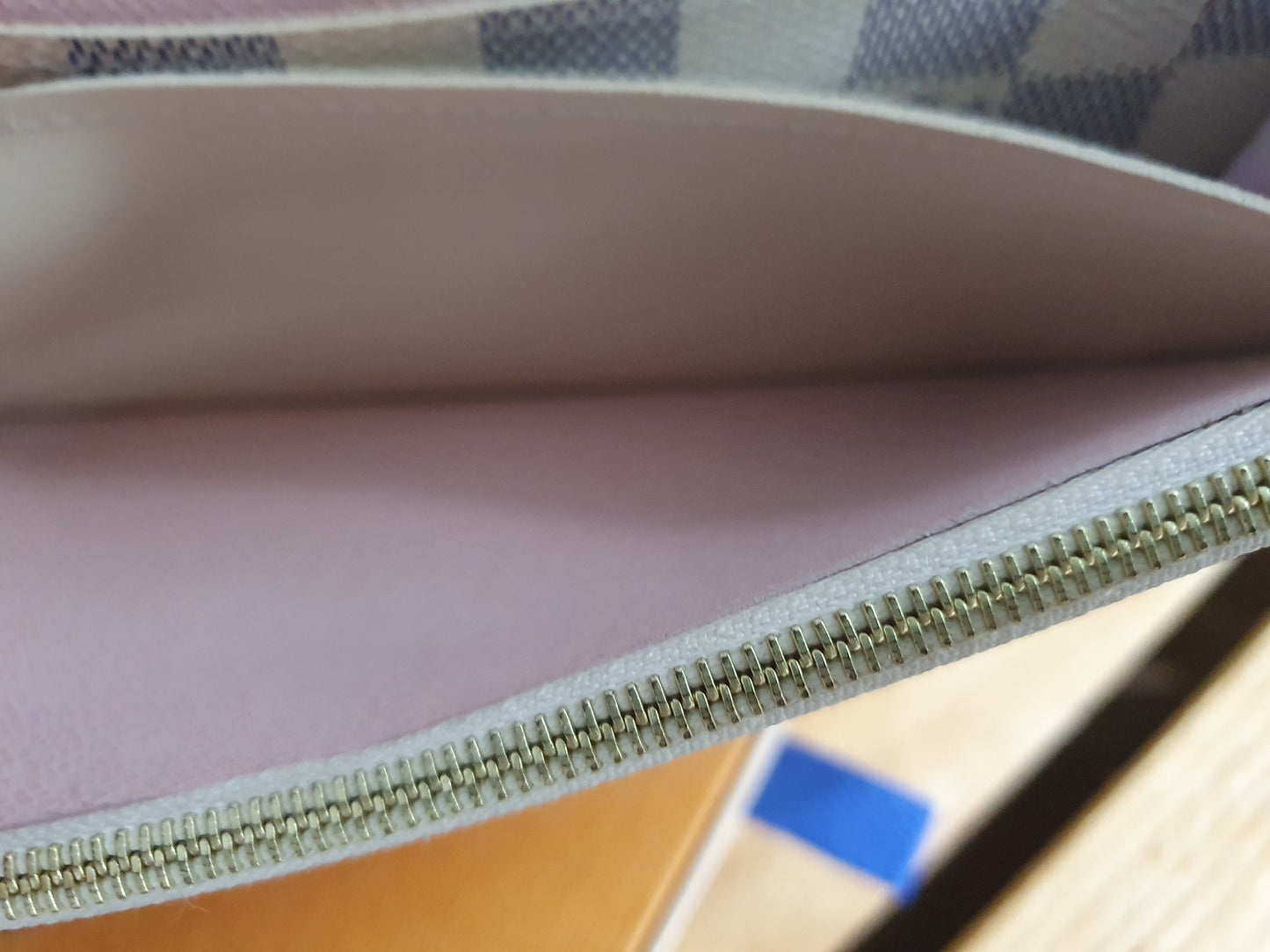Original Louis Vuitton Emilie Geldbörse Damier  Wallet Azur Canvas Rosa