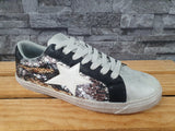 Damen Sneaker Schuhe Glitzer Pailletten  Silber