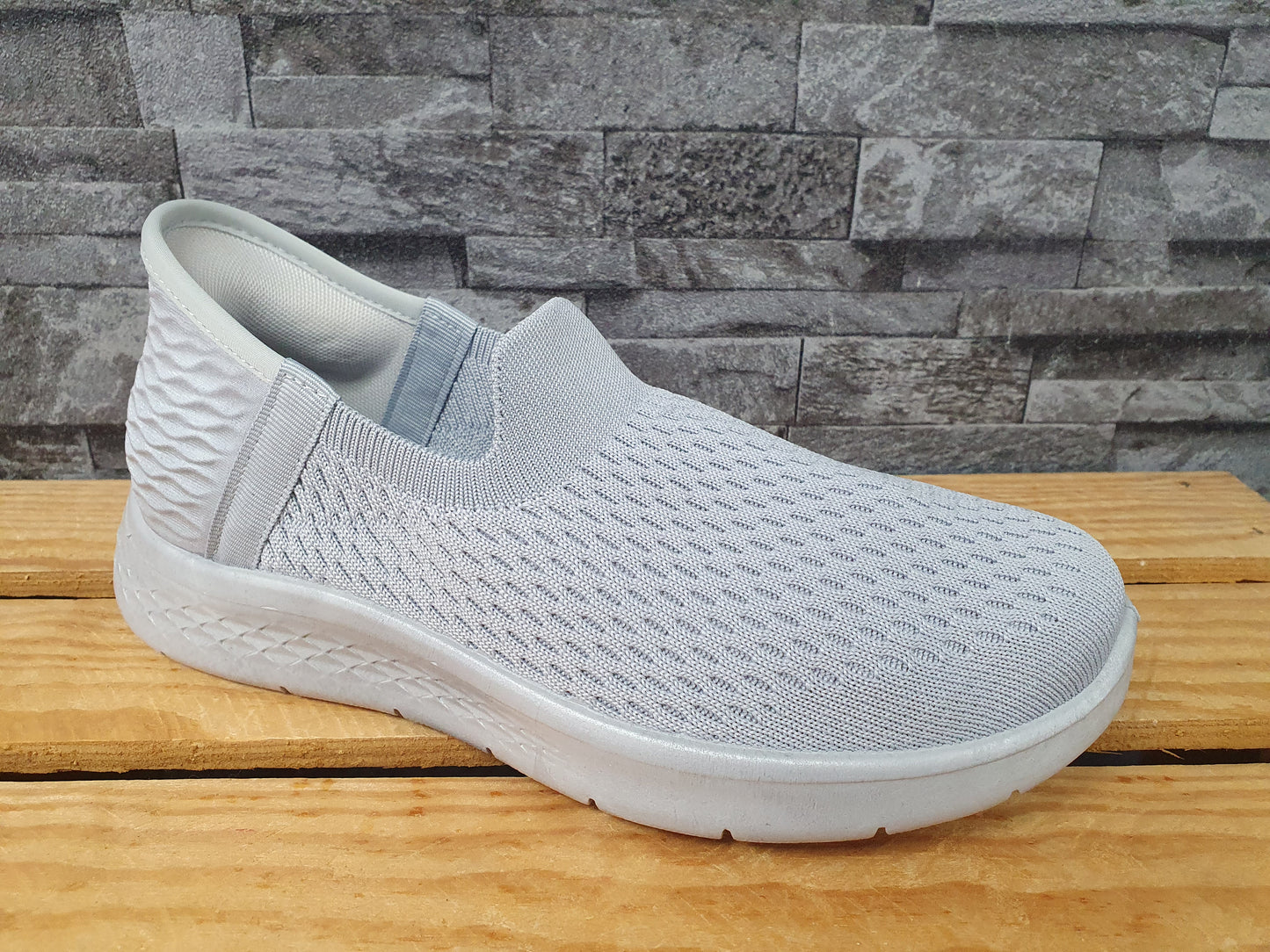 Damen Slip On Sneaker Schuhe Blau &  Grau Sommer