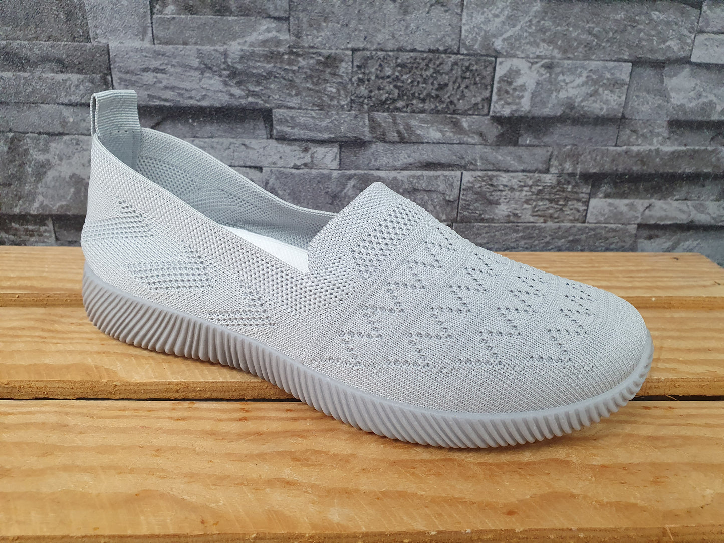 Damen Sneaker Schuhe Stoff Grau &  Schwarz