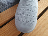 Damen Sneaker Schuhe Stoff Grau &  Schwarz
