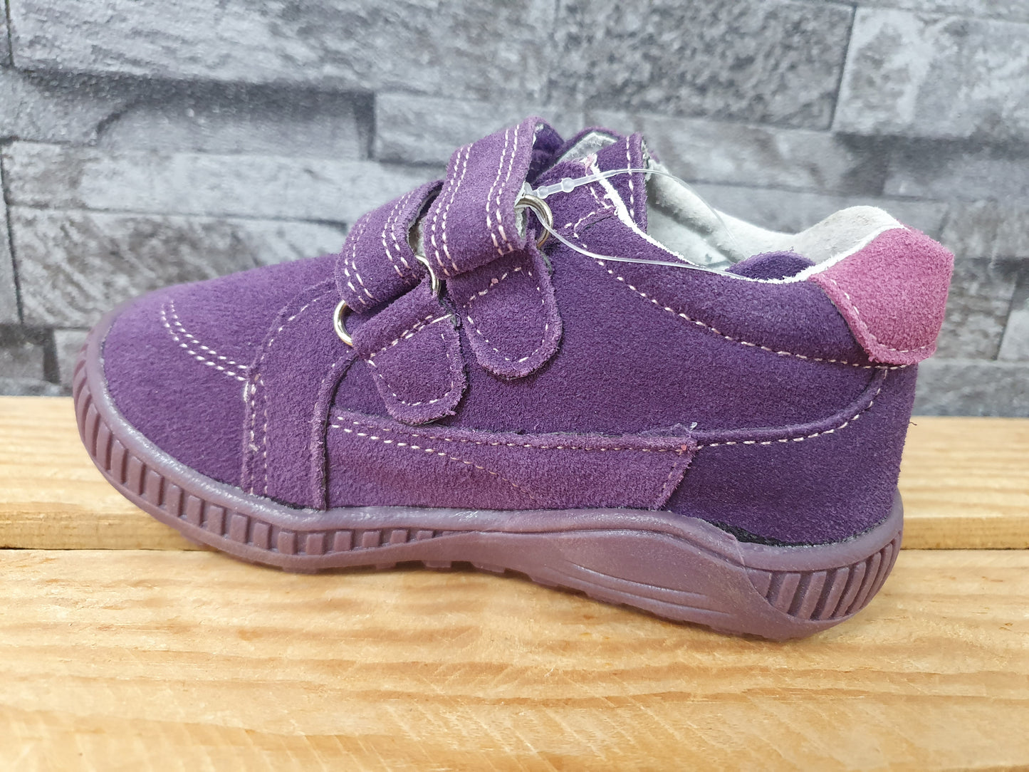 Happy Bee Babyschuhe aus Leder mit Klettverschluss – Lila & Blau