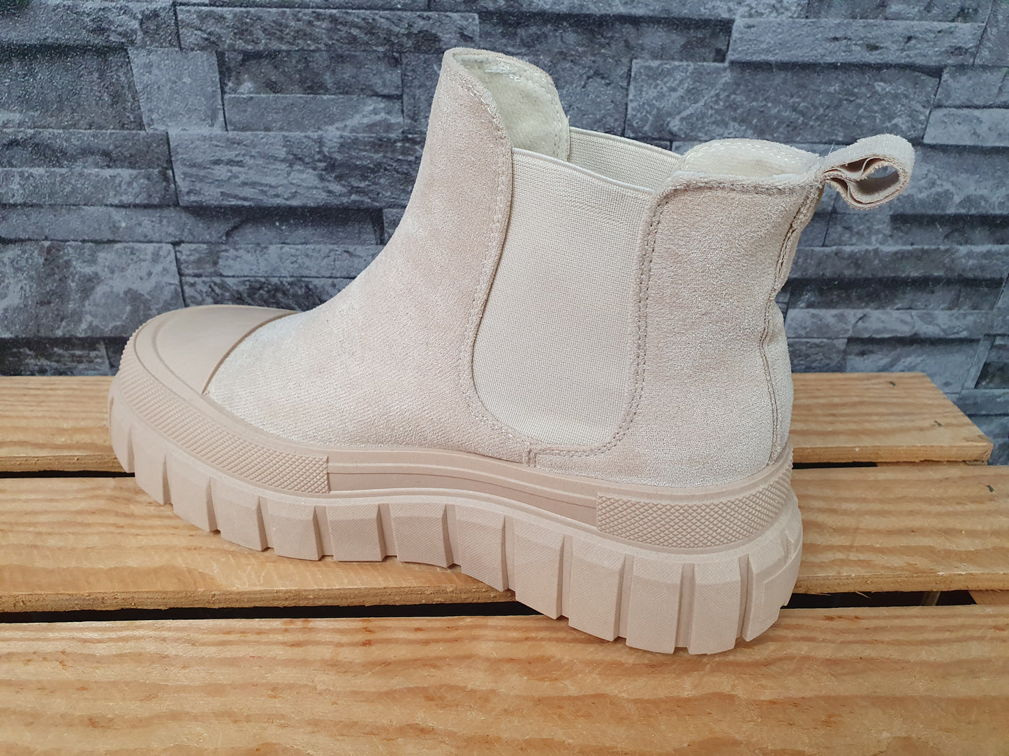 Damen Stiefelette  Chelsea  Schuhe Beige