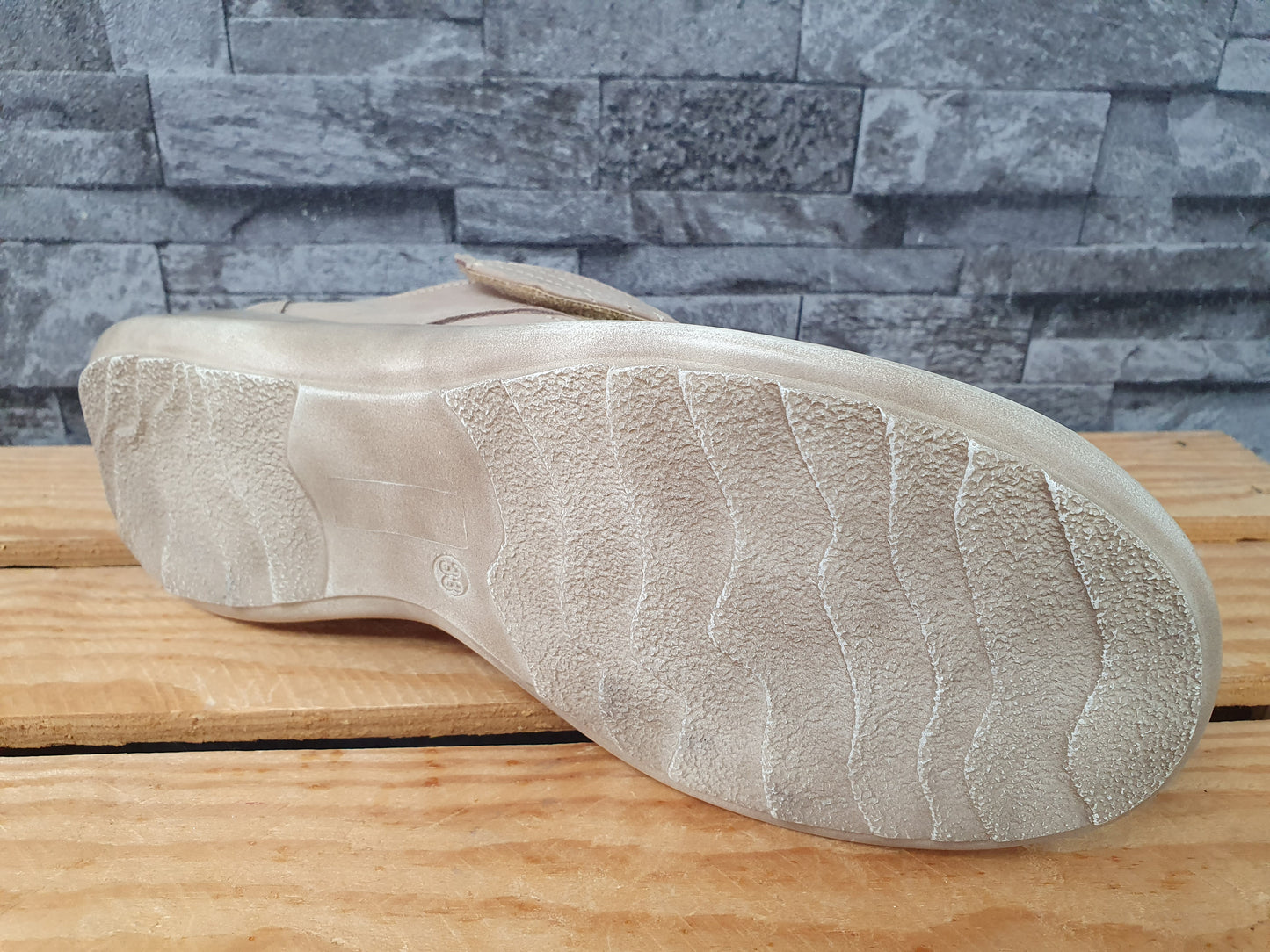 Damen Axel Comfort Hallux  Leder  Klett Gesundheitsschuhe Beige Weite H