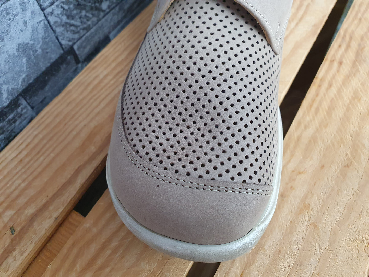 Damen Axel Comfort Hallux  Leder  Klett Gesundheitsschuhe Beige Weite H