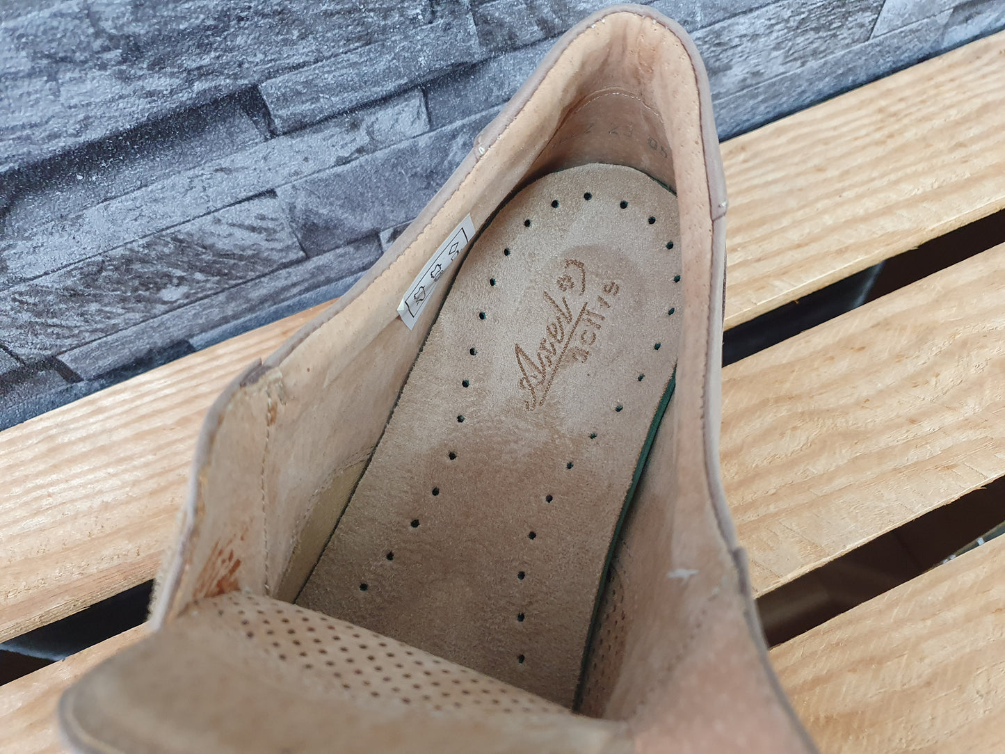 Damen Axel Comfort Hallux  Leder  Klett Gesundheitsschuhe Beige Weite H