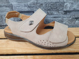 Damen Axel Comfort Hallux  Leder Gesundheitsschuhe Klett Beige