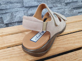 Damen Axel Comfort Hallux  Leder Gesundheitsschuhe Klett Beige