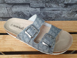 Damen Scandi Pantoletten Sandalette  Schuhe Weiß & Grau PU Sommer