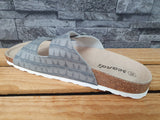 Damen Scandi Pantoletten Sandalette  Schuhe Weiß & Grau PU Sommer
