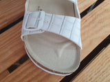 Damen Scandi Pantoletten Sandalette  Schuhe Weiß & Grau PU Sommer
