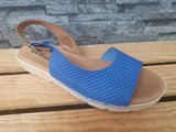Blu Sandal Spanische Sandalen Leder Softfußbett Weiß & Blau
