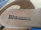 Blu Sandal Spanische Sandalen Leder Softfußbett Weiß & Blau