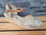 Amalie  Spanische Damen Schuhe Kailabsatz Espadrilles  Beige Softfußbett
