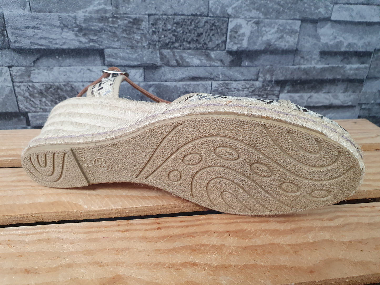 Amalie  Spanische Damen Schuhe Kailabsatz Espadrilles  Beige Softfußbett