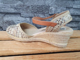 Amalie  Spanische Damen Schuhe Kailabsatz Espadrilles  Beige Softfußbett